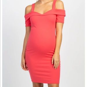 Pink Blush Maternity Cold Shoulder Dress